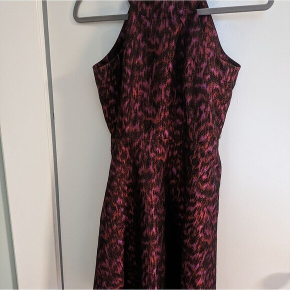 Calvin Klein Pink Red Jacquard Halter A Line Fit & Flare Cocktail Party Dress 2P - Picture 8 of 8